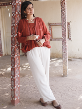 Double Flair Rust Kala Cotton Top